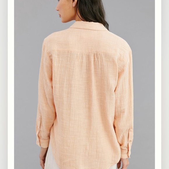 By Anthropologie Boho Gauzy Cotton V-Neck Side Button Popover Shirt Medium - Picture 3 of 14